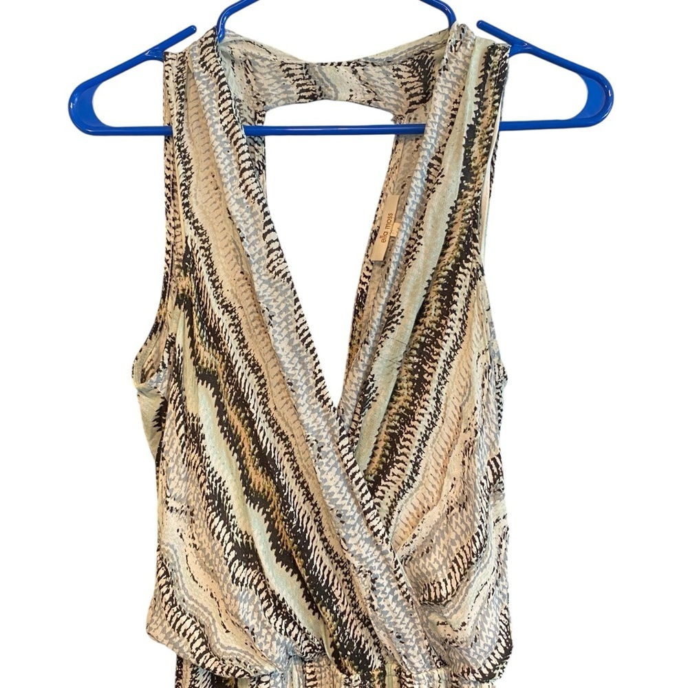 Anthropologie Ella Moss Sleeveless aqua brown chevron Maxi Dress Resortwear - Picture 6 of 13